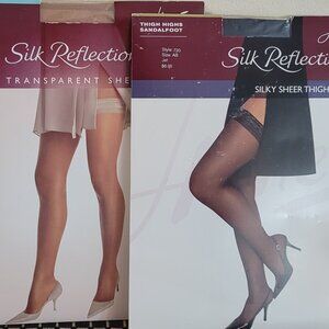 NWT Set of 3 Hanes Silky Sheer Thigh High